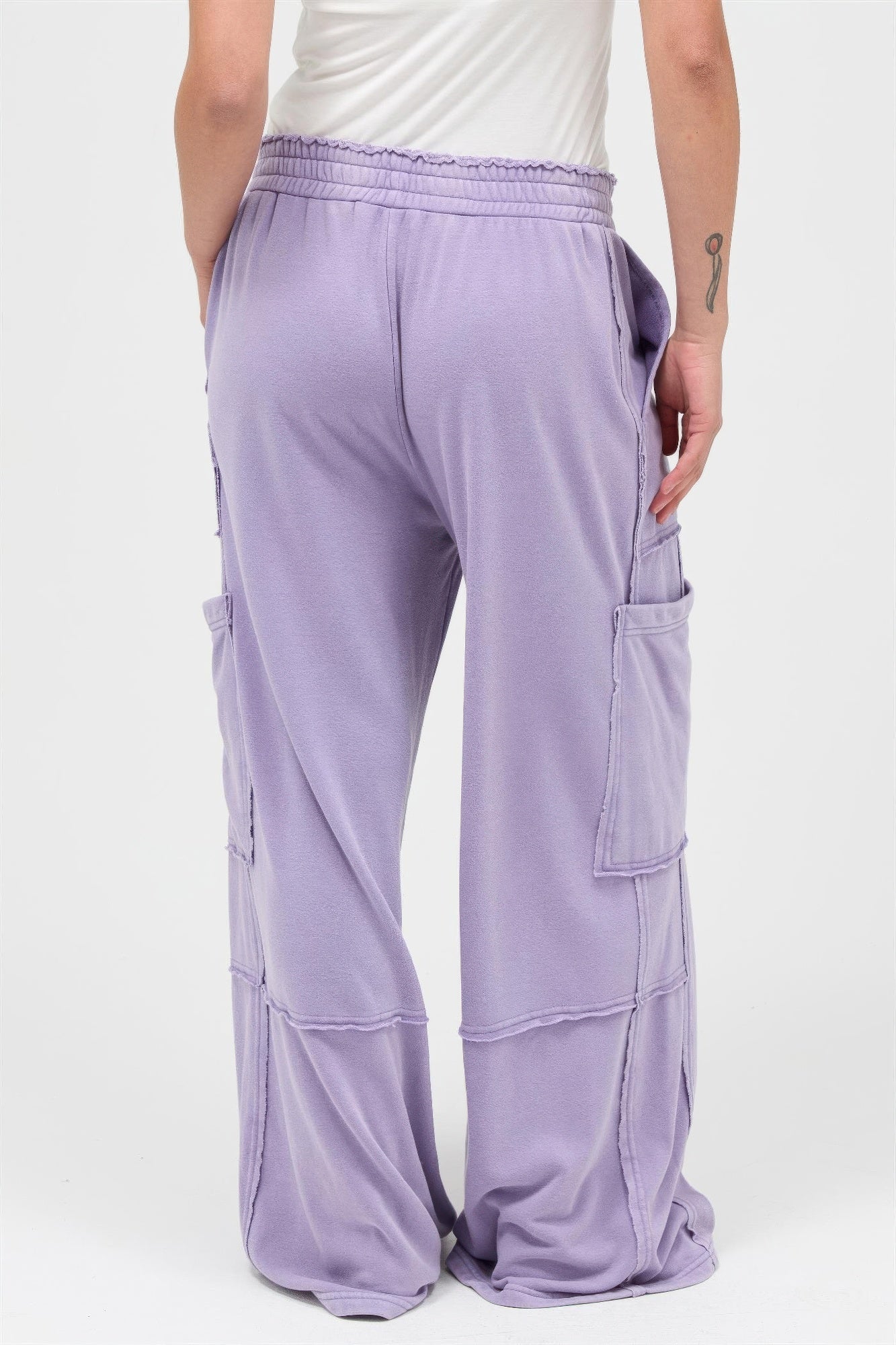 Mineral Wash Wide Leg Cargo Pants