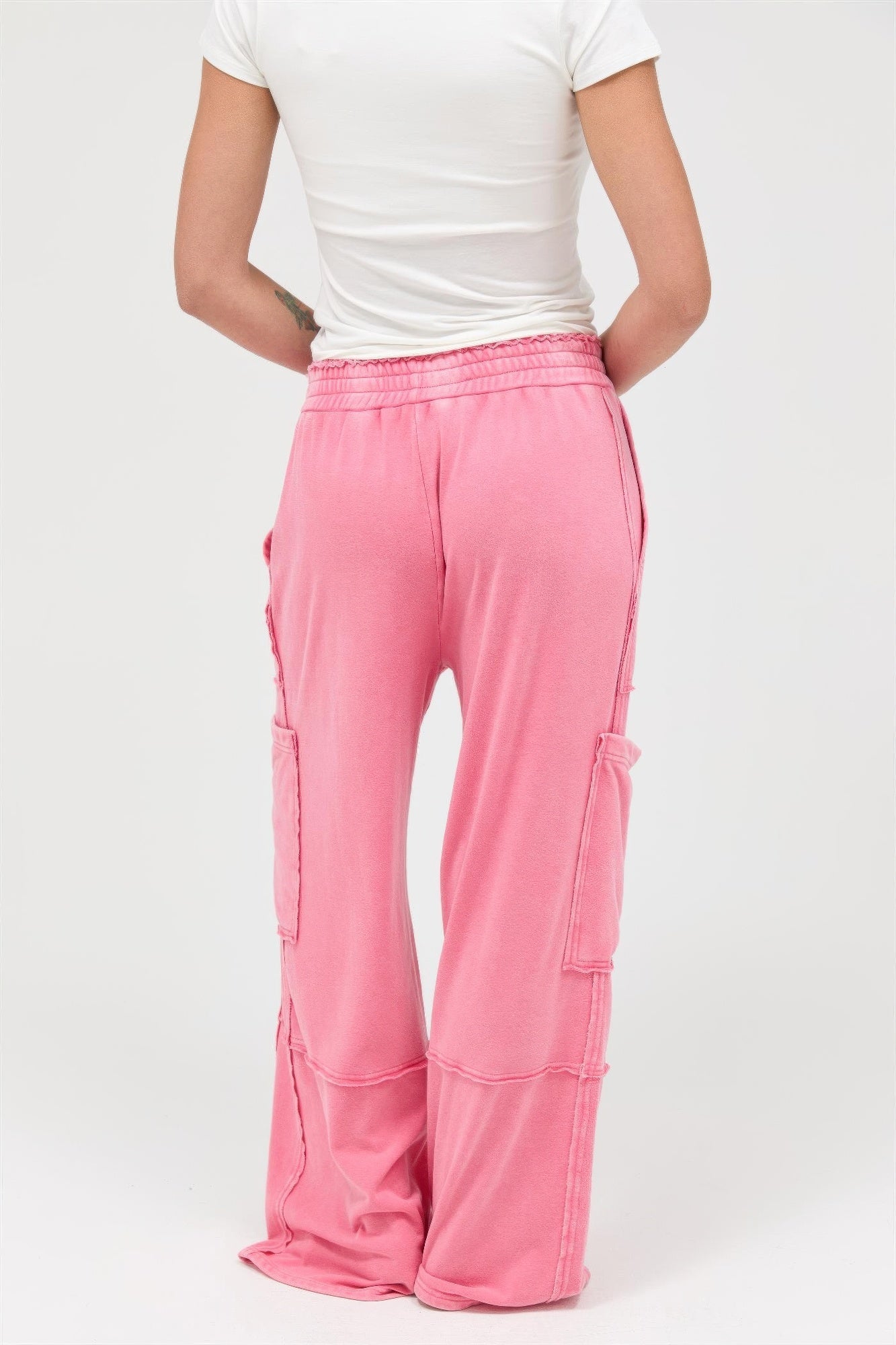 Mineral Wash Wide Leg Cargo Pants