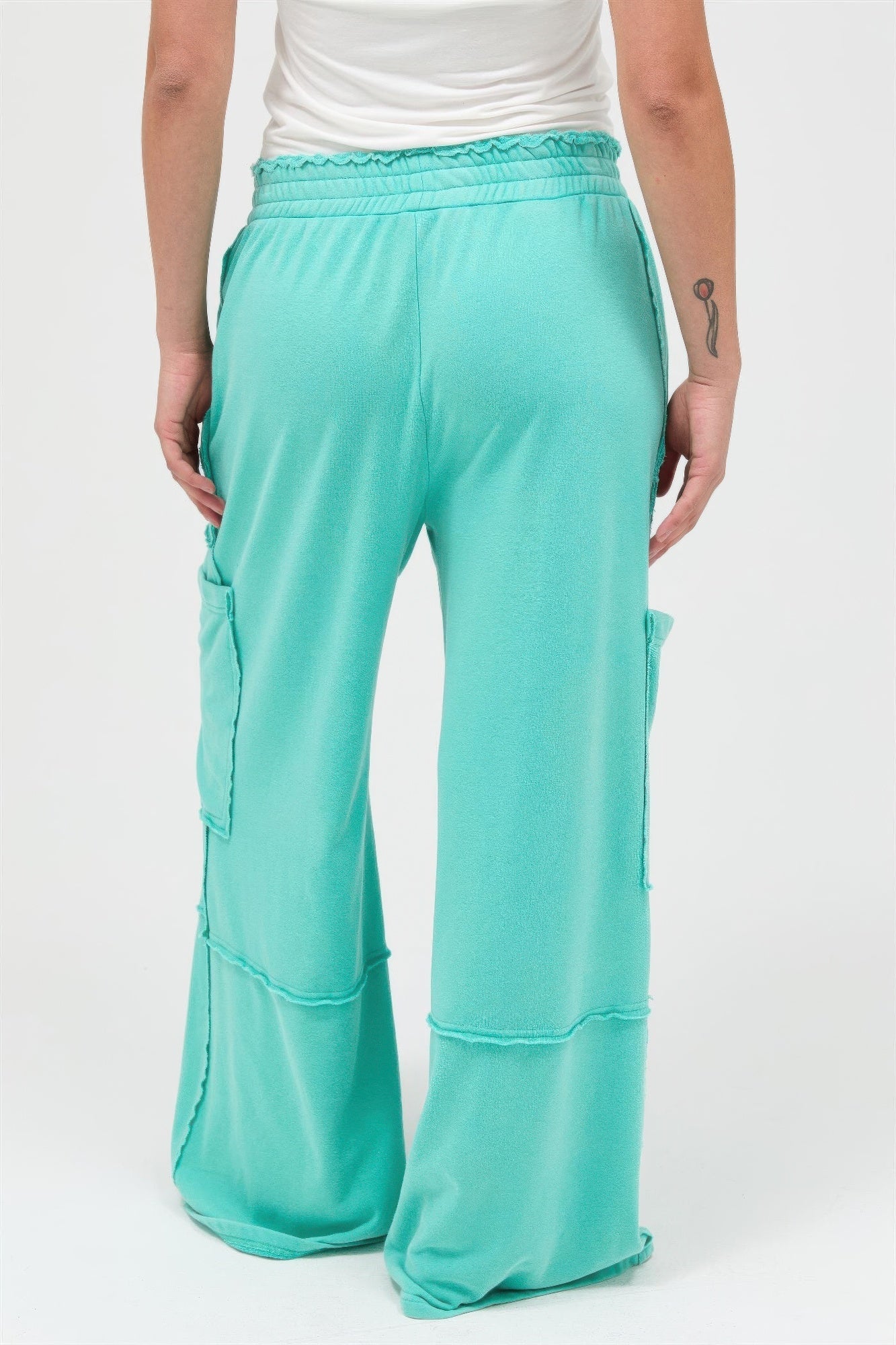 Mineral Wash Wide Leg Cargo Pants