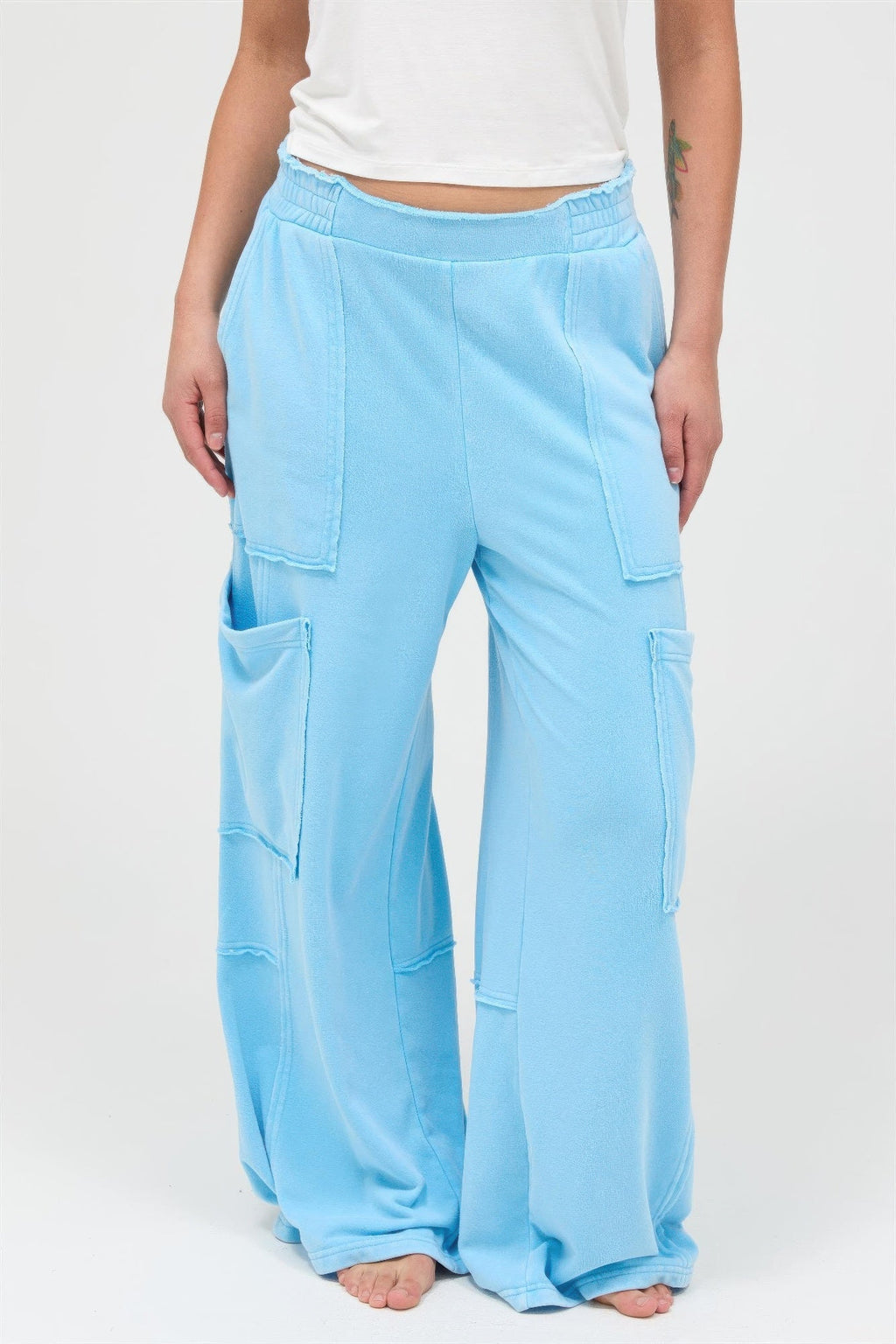 Mineral Wash Wide Leg Cargo Pants