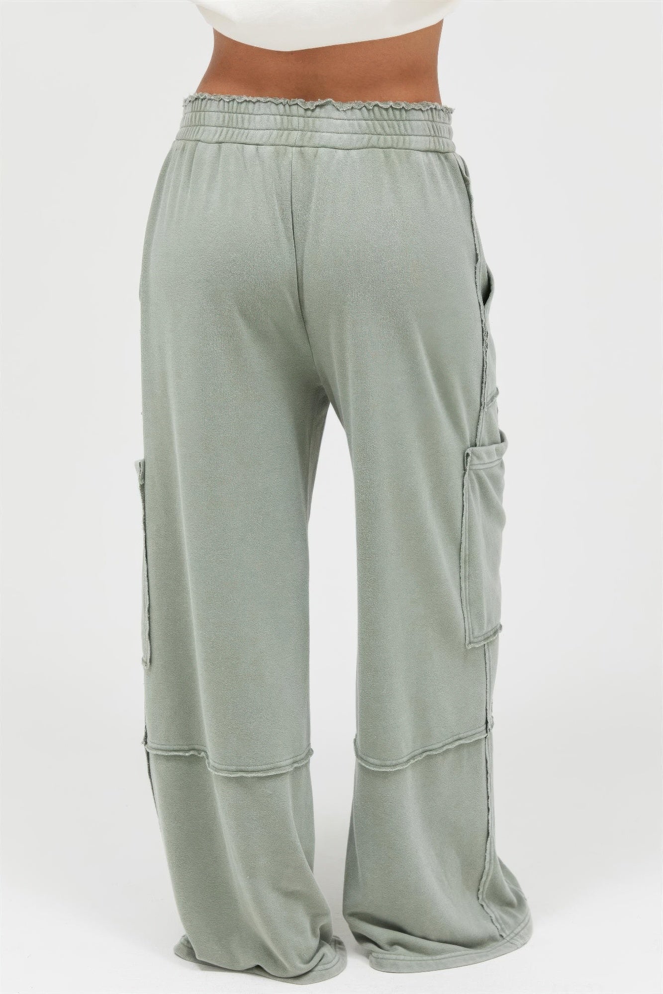 Mineral Wash Wide Leg Cargo Pants