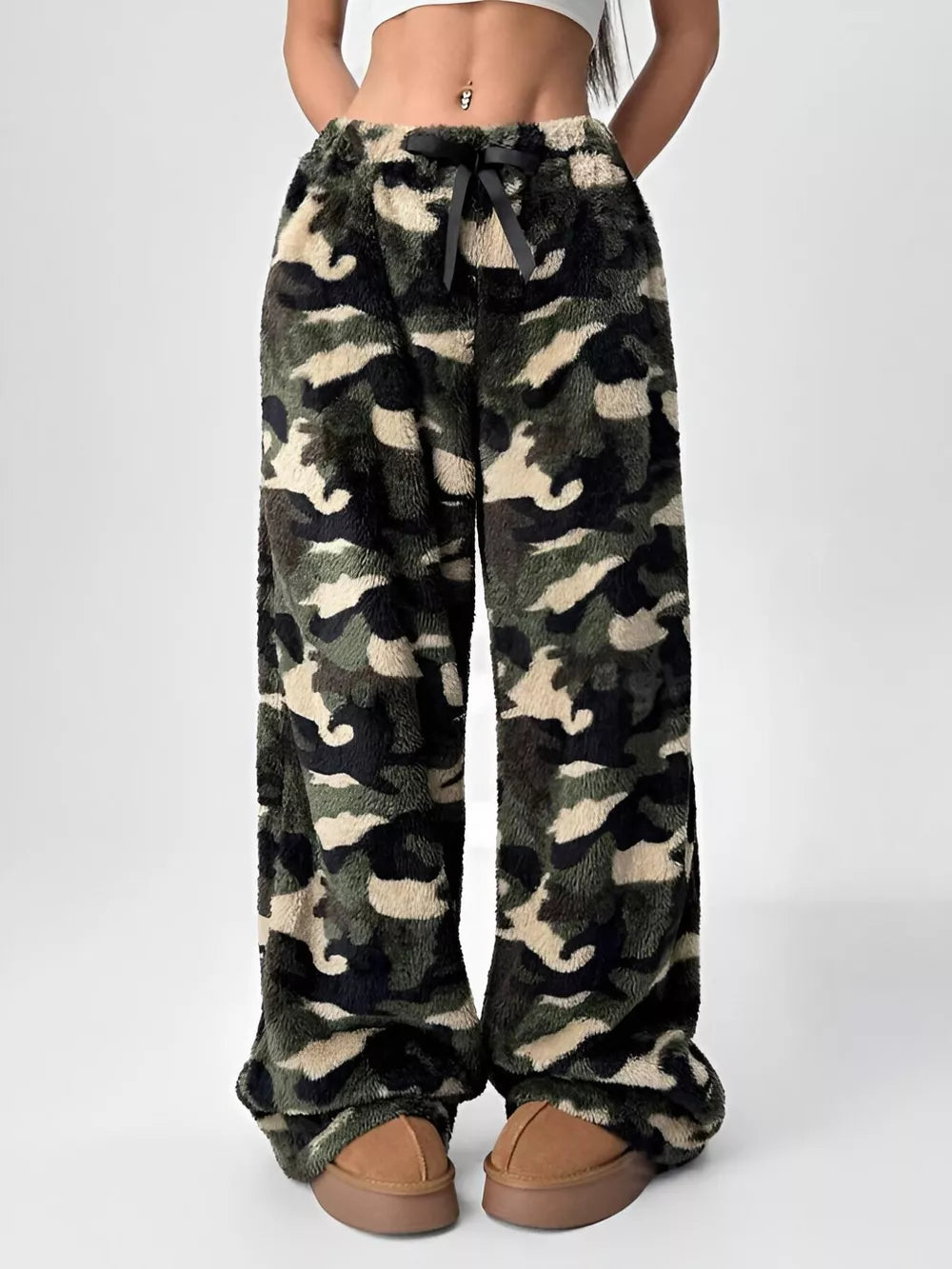 Leopard Wide Leg Plush Pants