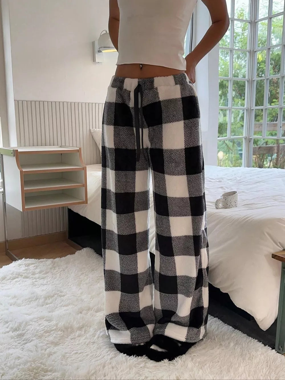 Leopard Wide Leg Plush Pants
